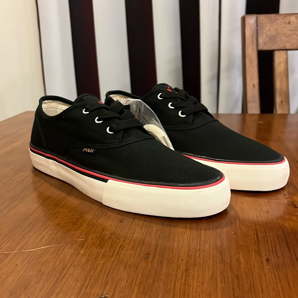 Polo Ralph Lauren Morray Boat Deck shoes sneakers new black red Mens Size 10